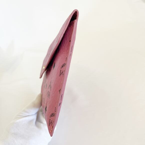 🚨LOW START! MCM Leather Envelope Clutch Pink Visetos - Picture 8 of 12